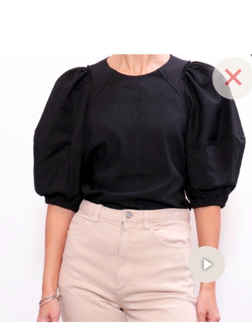 Rachel Comey Sambuco Black Puff Sleeve Women's Top